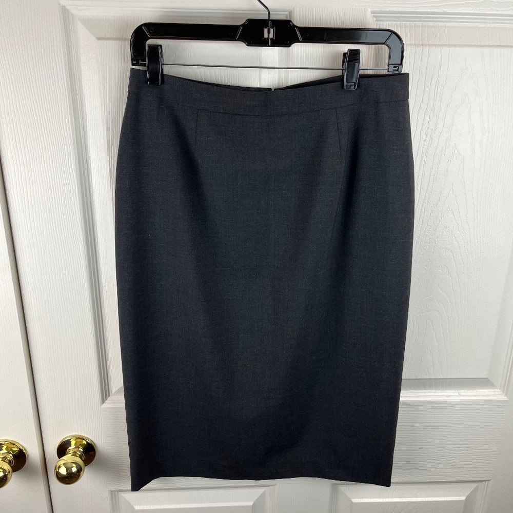 St John Collection Pencil Skirt Charcoal Gray Wool Blend Size 8